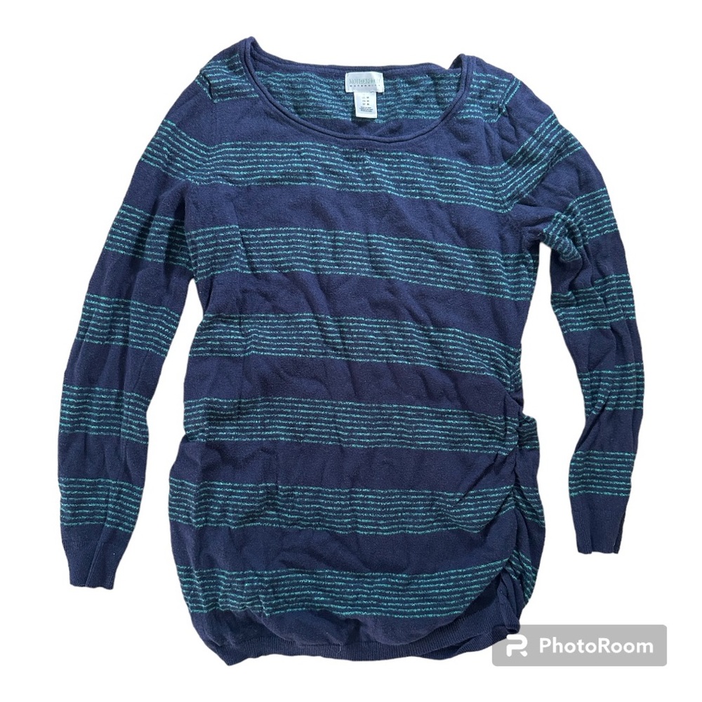 Motherhood Maternity | Navy and Green Striped Sweater